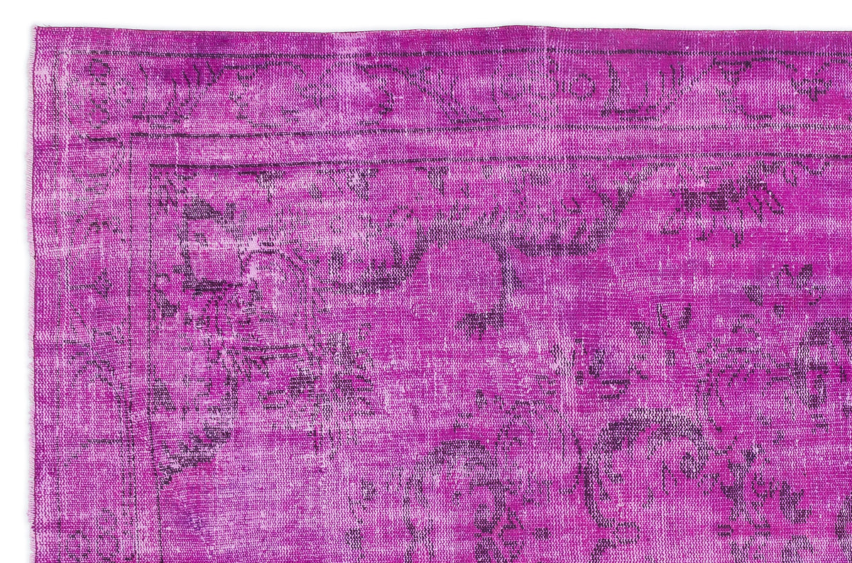 Fuchsia Over Dyed Vintage Rug 6&#39;2&#39;&#39; x 9&#39;7&#39;&#39; ft 188 x 292 cm