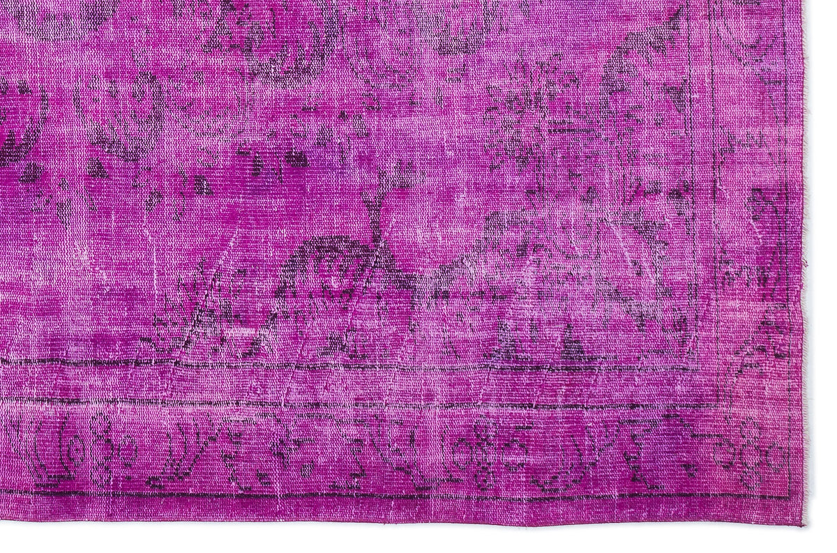 Fuchsia Over Dyed Vintage Rug 6&#39;2&#39;&#39; x 9&#39;7&#39;&#39; ft 188 x 292 cm