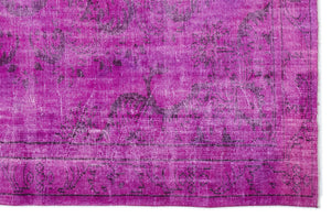 Fuchsia Over Dyed Vintage Rug 6'2'' x 9'7'' ft 188 x 292 cm