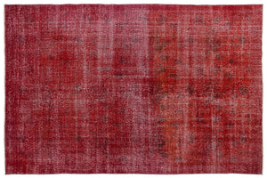 Red Over Dyed Vintage Rug 6'5'' x 9'10'' ft 195 x 299 cm