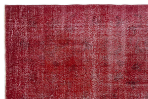 Red Over Dyed Vintage Rug 6'5'' x 9'10'' ft 195 x 299 cm