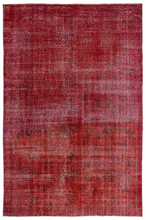 Red Over Dyed Vintage Rug 6'5'' x 9'10'' ft 195 x 299 cm