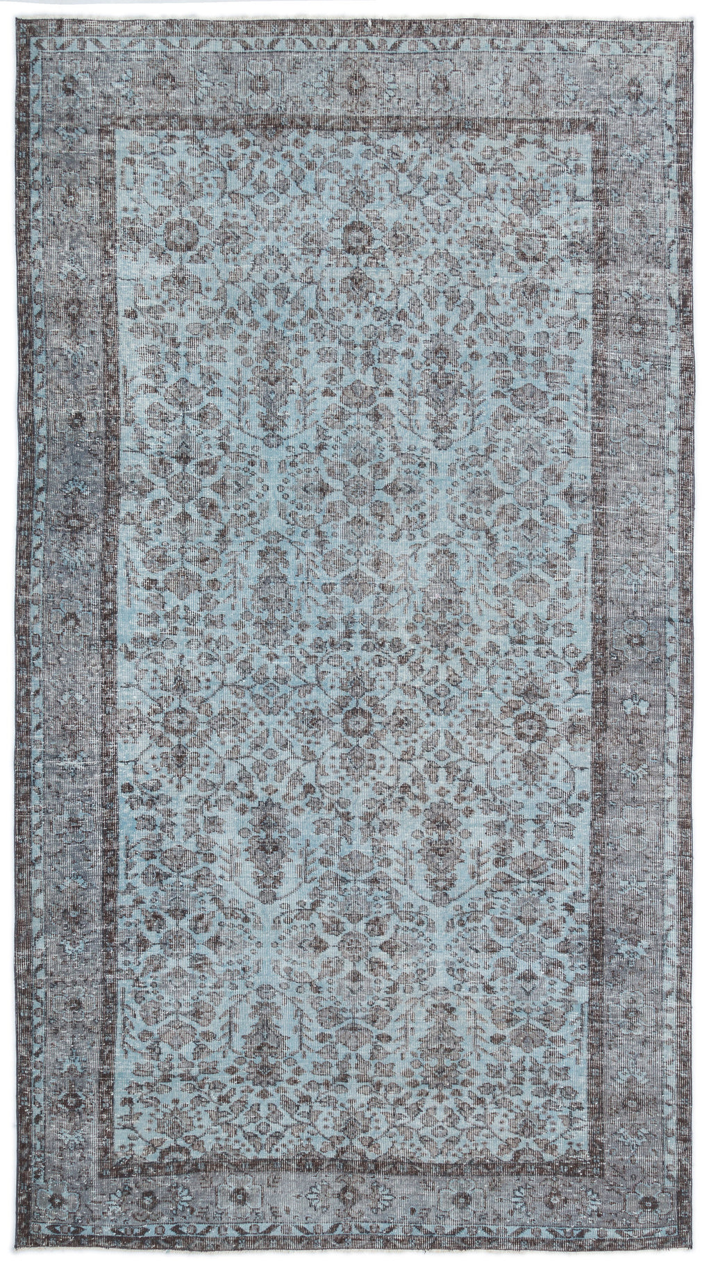 Blue Over Dyed Vintage Rug 5'6'' x 9'11'' ft 167 x 302 cm