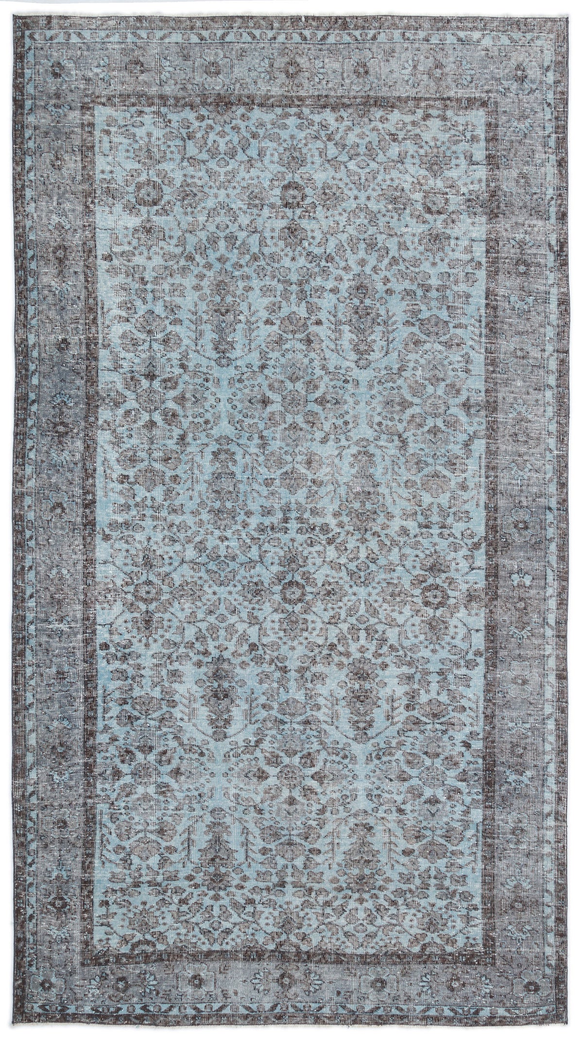 Blue Over Dyed Vintage Rug 5&#39;6&#39;&#39; x 9&#39;11&#39;&#39; ft 167 x 302 cm