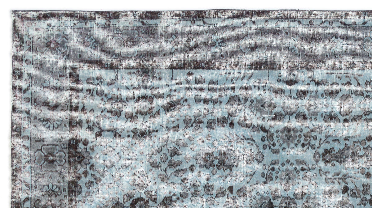 Blue Over Dyed Vintage Rug 5&#39;6&#39;&#39; x 9&#39;11&#39;&#39; ft 167 x 302 cm
