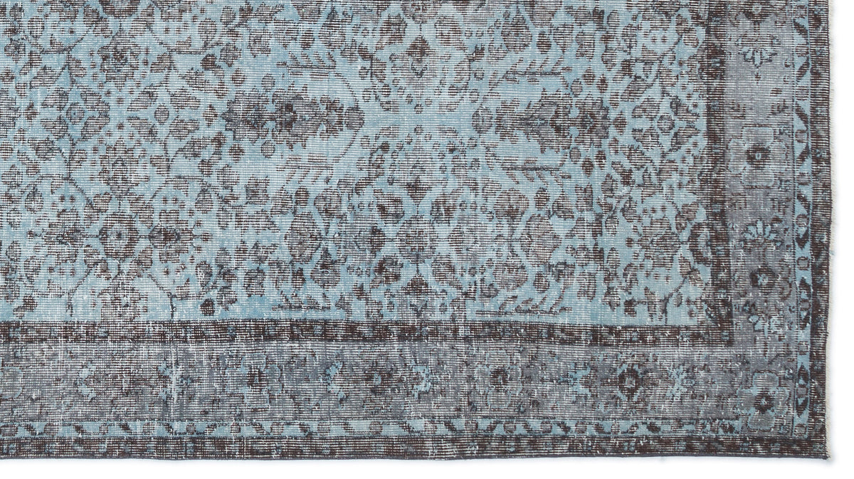 Blue Over Dyed Vintage Rug 5&#39;6&#39;&#39; x 9&#39;11&#39;&#39; ft 167 x 302 cm