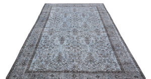 Retro Design Stone Blue Over Dyed Vintage Rug 5'6'' x 9'11'' ft 167 x 302 cm