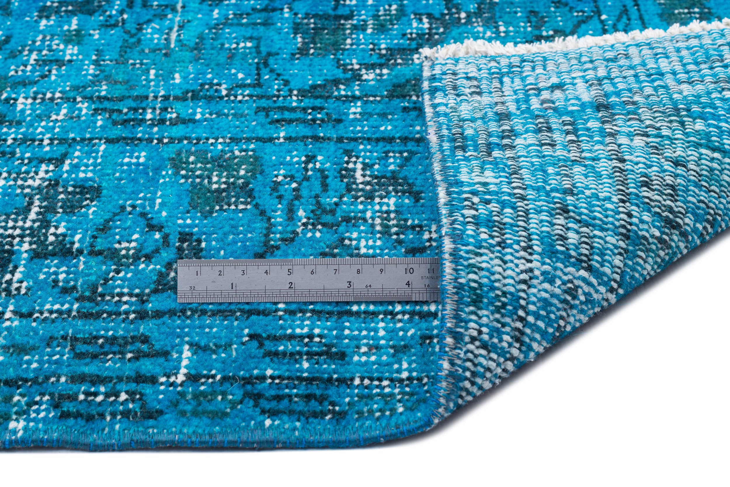 Traditional Design Turquoise Over Dyed Vintage Rug 5'11'' x 10'0'' ft ...