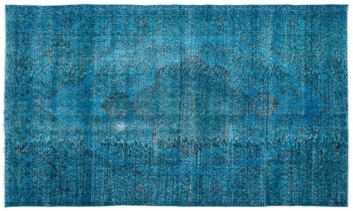 Traditional Design Turquoise Over Dyed Vintage Rug 5'11'' x 10'0'' ft ...