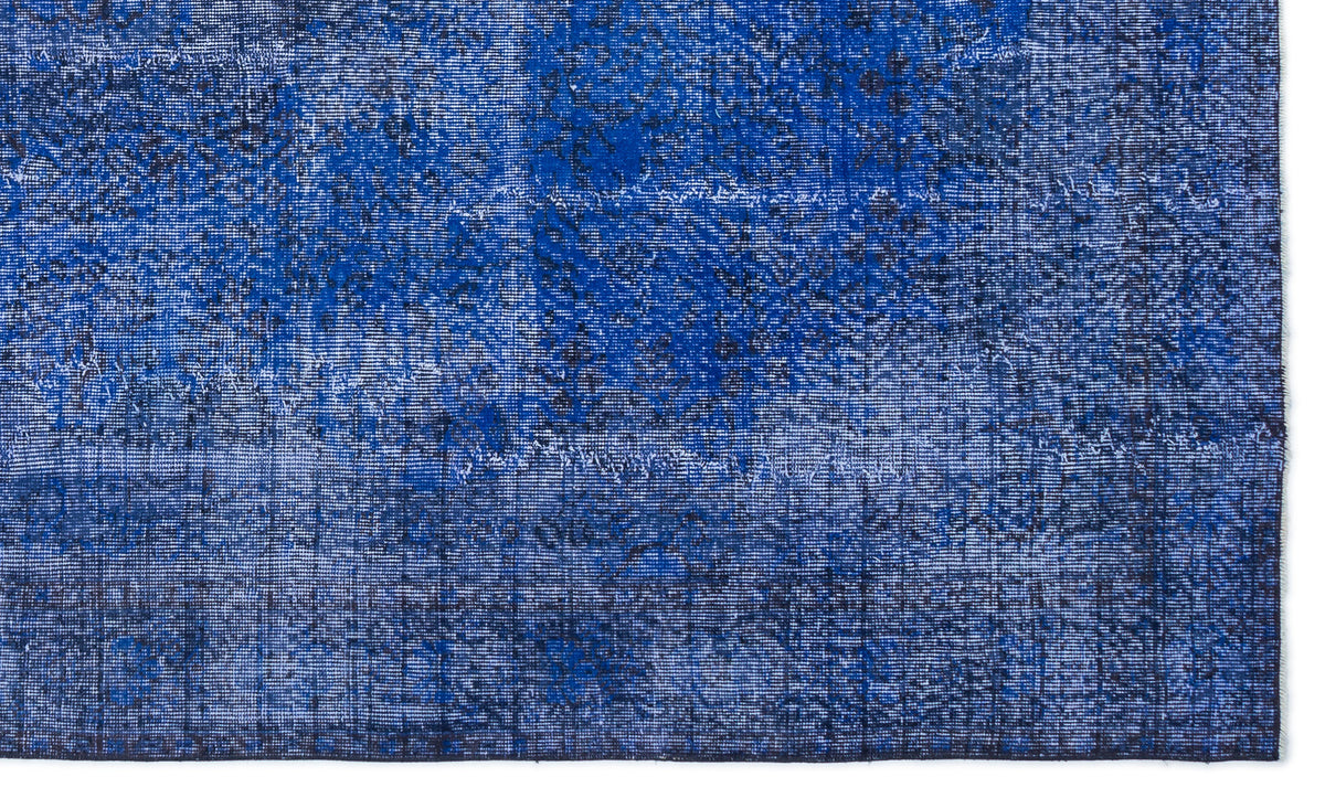 Blue Over Dyed Vintage Rug 6&#39;4&#39;&#39; x 10&#39;7&#39;&#39; ft 192 x 323 cm