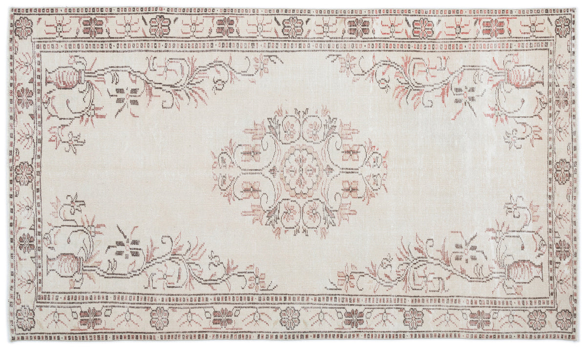 Beige Over Dyed Vintage Rug 5&#39;5&#39;&#39; x 9&#39;3&#39;&#39; ft 165 x 283 cm