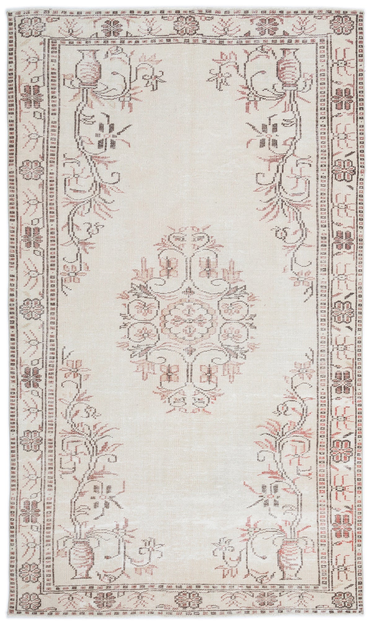 Beige Over Dyed Vintage Rug 5&#39;5&#39;&#39; x 9&#39;3&#39;&#39; ft 165 x 283 cm