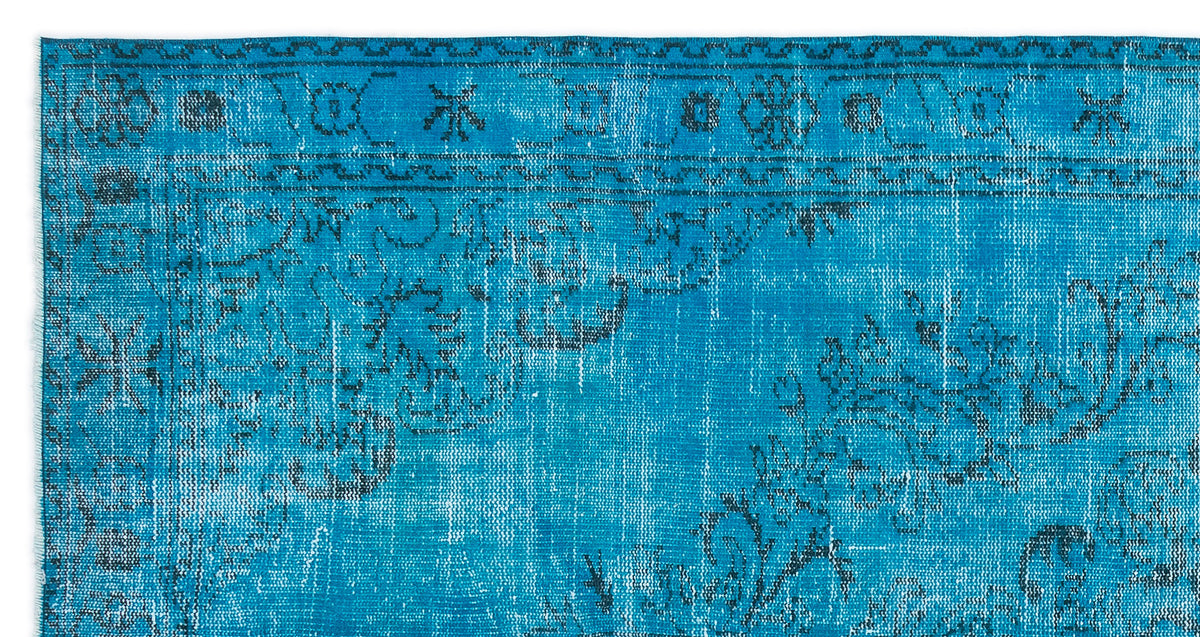 Traditional Design Turquoise Over Dyed Vintage Rug 5&#39;0&#39;&#39; x 9&#39;7&#39;&#39; ft 153 x 293 cm