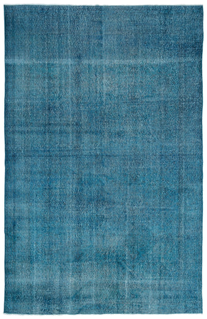 Turquoise  Over Dyed Vintage Rug 6'11'' x 10'6'' ft 210 x 320 cm
