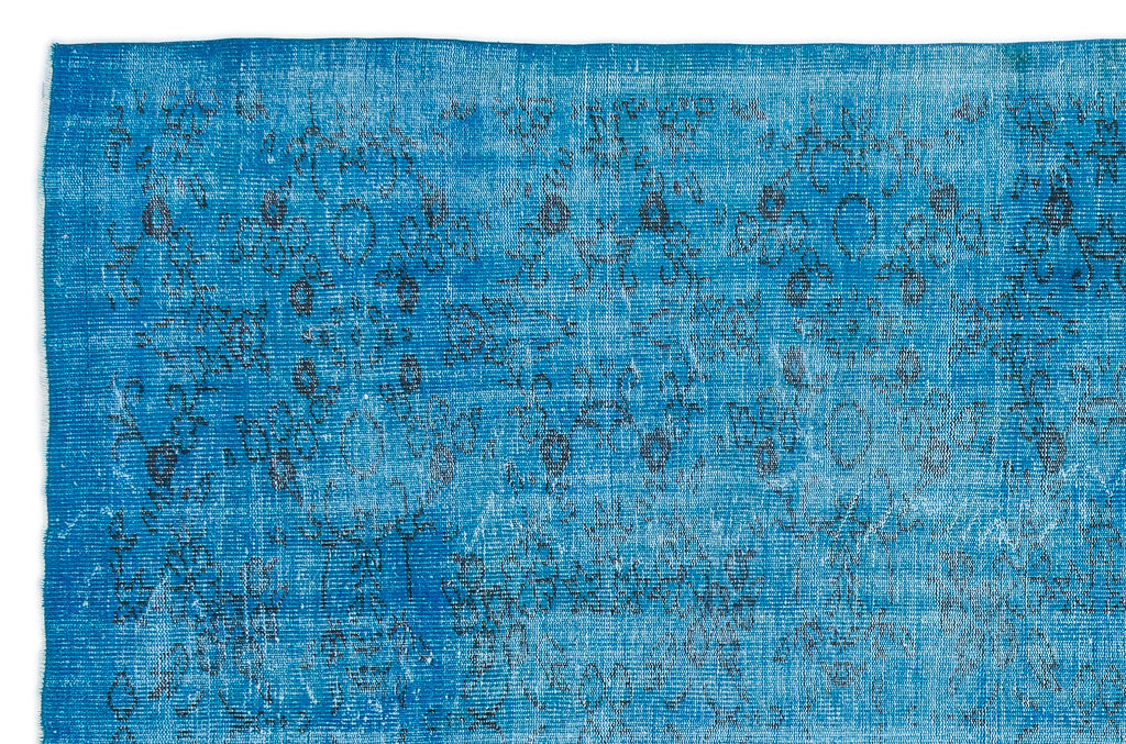 Turquoise  Over Dyed Vintage Rug 6'11'' x 10'7'' ft 211 x 323 cm