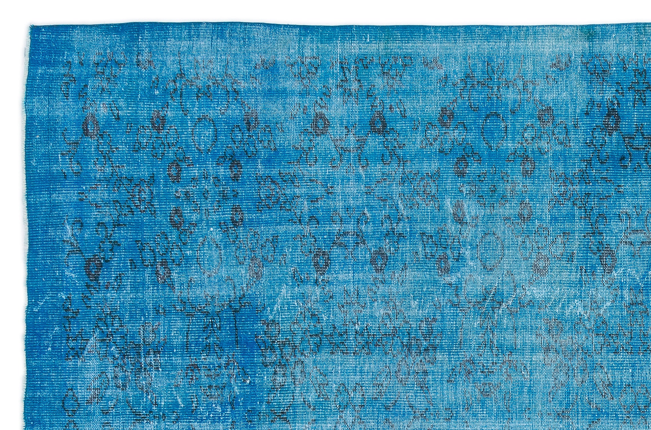 Turquoise  Over Dyed Vintage Rug 6'11'' x 10'7'' ft 211 x 323 cm