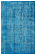 Turquoise  Over Dyed Vintage Rug 6'11'' x 10'7'' ft 211 x 323 cm