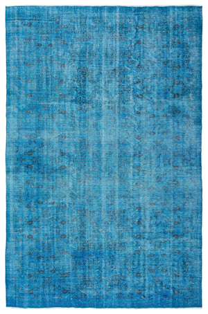 Turquoise  Over Dyed Vintage Rug 6'11'' x 10'7'' ft 211 x 323 cm