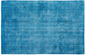 Retro Design Turquoise Over Dyed Vintage Rug 6'11'' x 10'7'' ft 211 x 323 cm