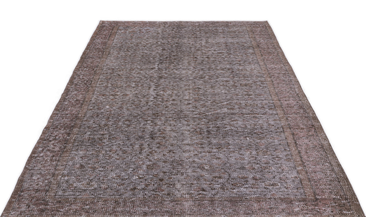 Gray Over Dyed Vintage Rug 5&#39;3&#39;&#39; x 8&#39;4&#39;&#39; ft 161 x 254 cm