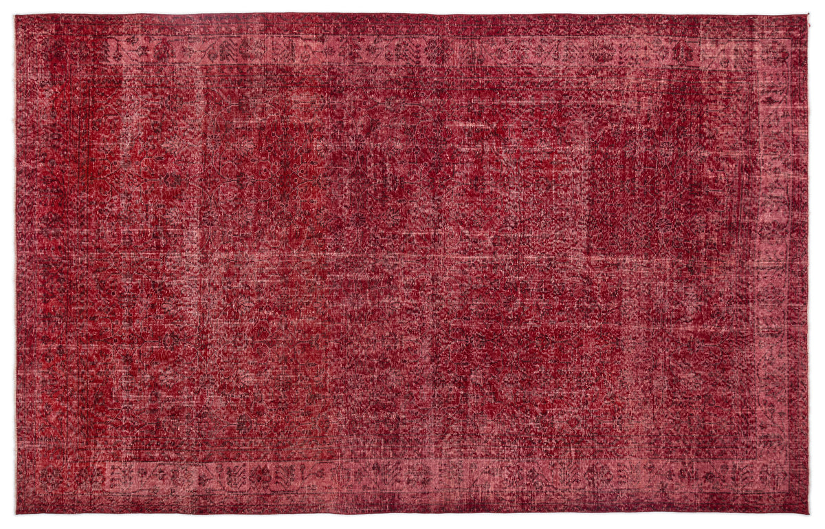 Red Over Dyed Vintage Rug 6&#39;8&#39;&#39; x 10&#39;6&#39;&#39; ft 203 x 319 cm