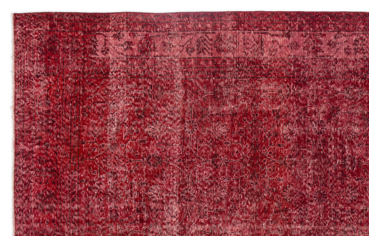 Red Over Dyed Vintage Rug 6&#39;8&#39;&#39; x 10&#39;6&#39;&#39; ft 203 x 319 cm
