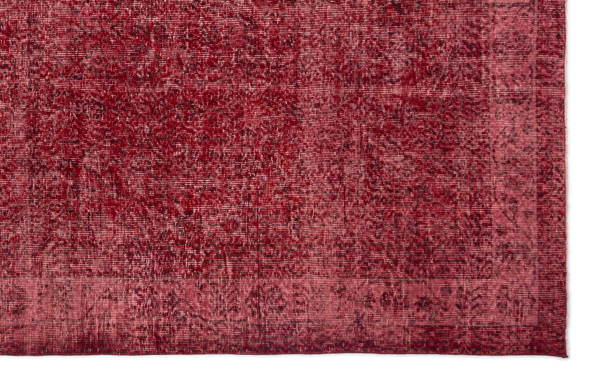 Red Over Dyed Vintage Rug 6&#39;8&#39;&#39; x 10&#39;6&#39;&#39; ft 203 x 319 cm