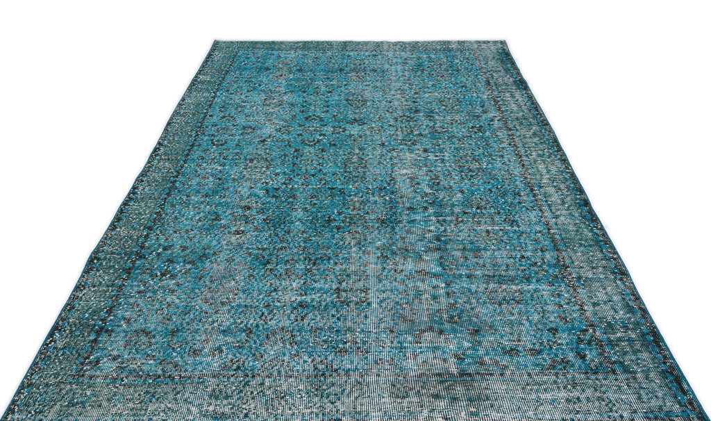 Turquoise  Over Dyed Vintage Rug 5'6'' x 8'11'' ft 167 x 273 cm