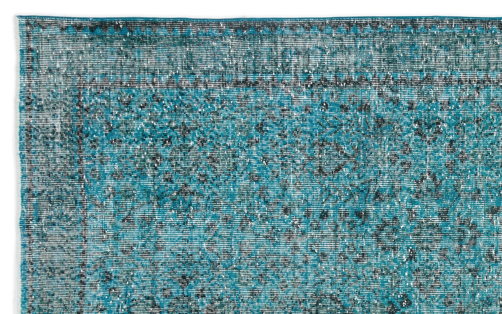 Turquoise  Over Dyed Vintage Rug 5'6'' x 8'11'' ft 167 x 273 cm