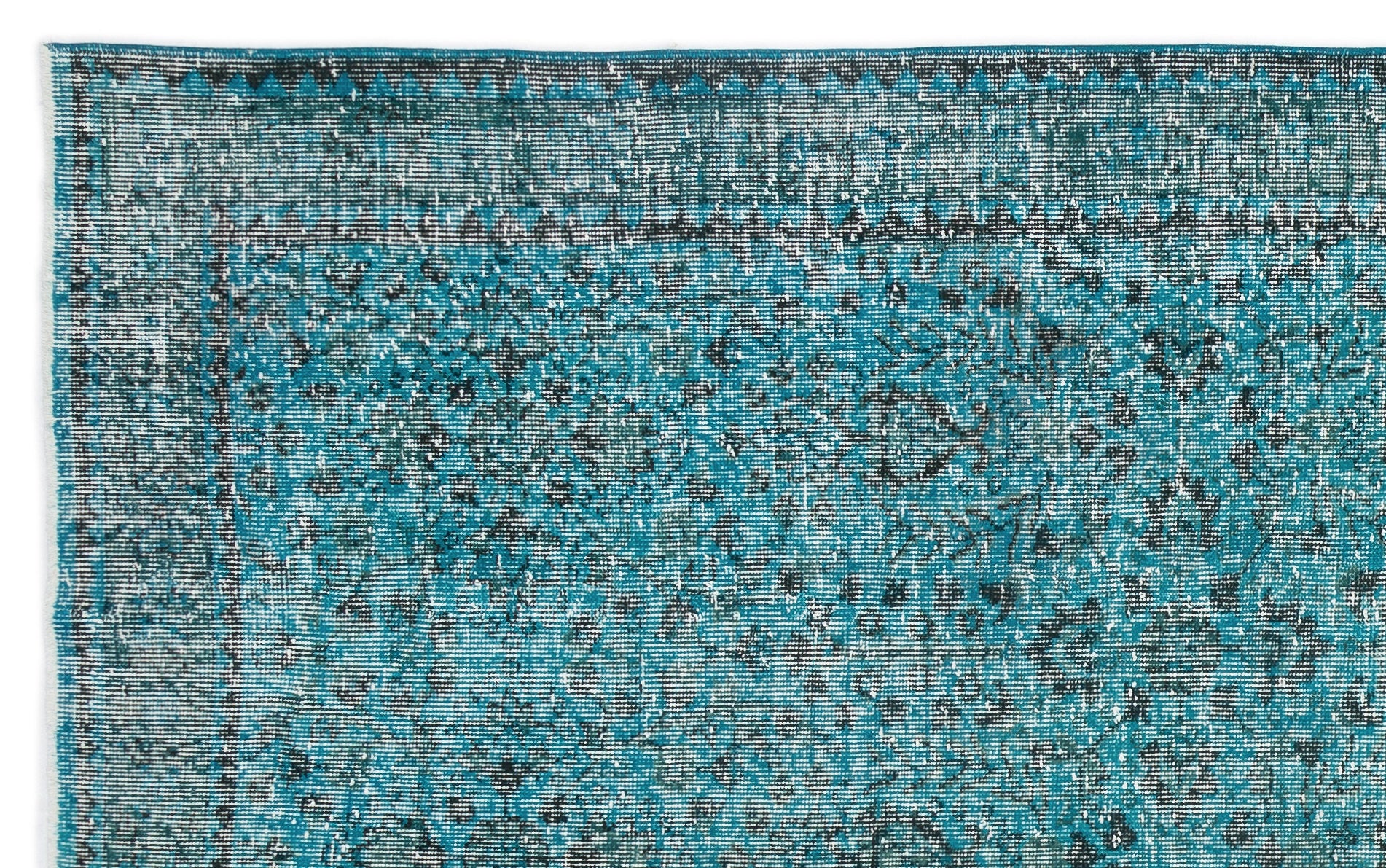 Turquoise  Over Dyed Vintage Rug 5'6'' x 8'11'' ft 167 x 273 cm