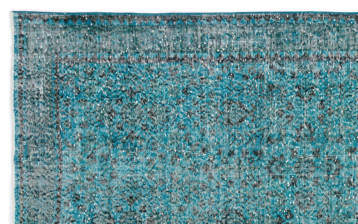 Turquoise  Over Dyed Vintage Rug 5&#39;6&#39;&#39; x 8&#39;11&#39;&#39; ft 167 x 273 cm