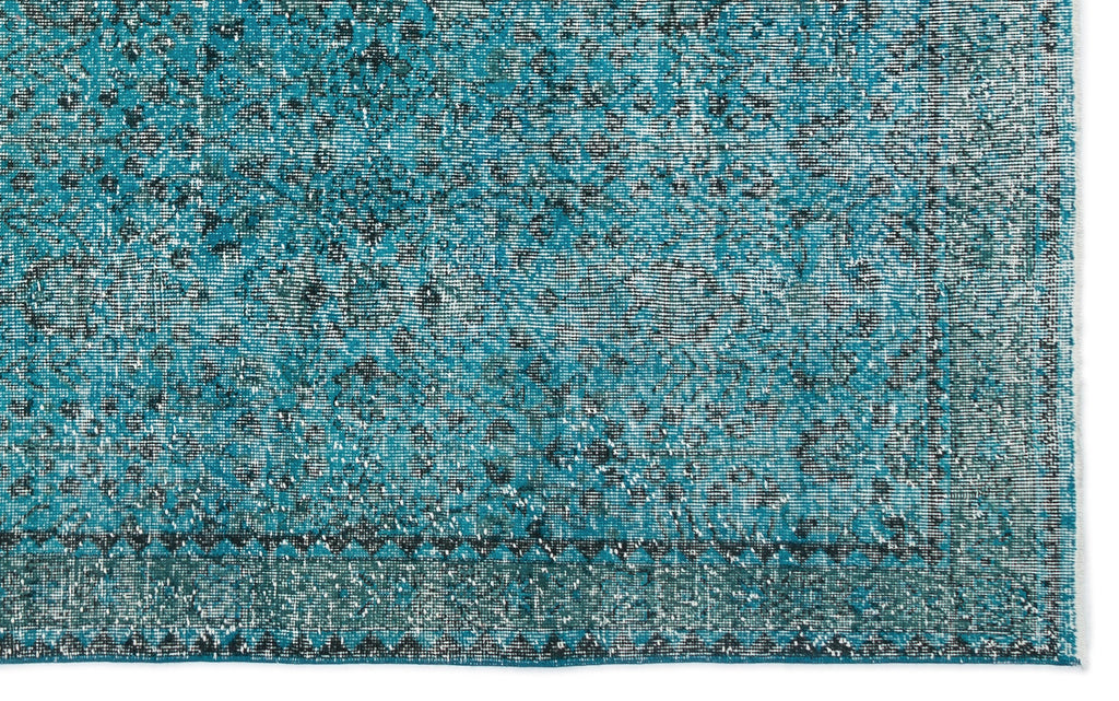 Turquoise  Over Dyed Vintage Rug 5'6'' x 8'11'' ft 167 x 273 cm