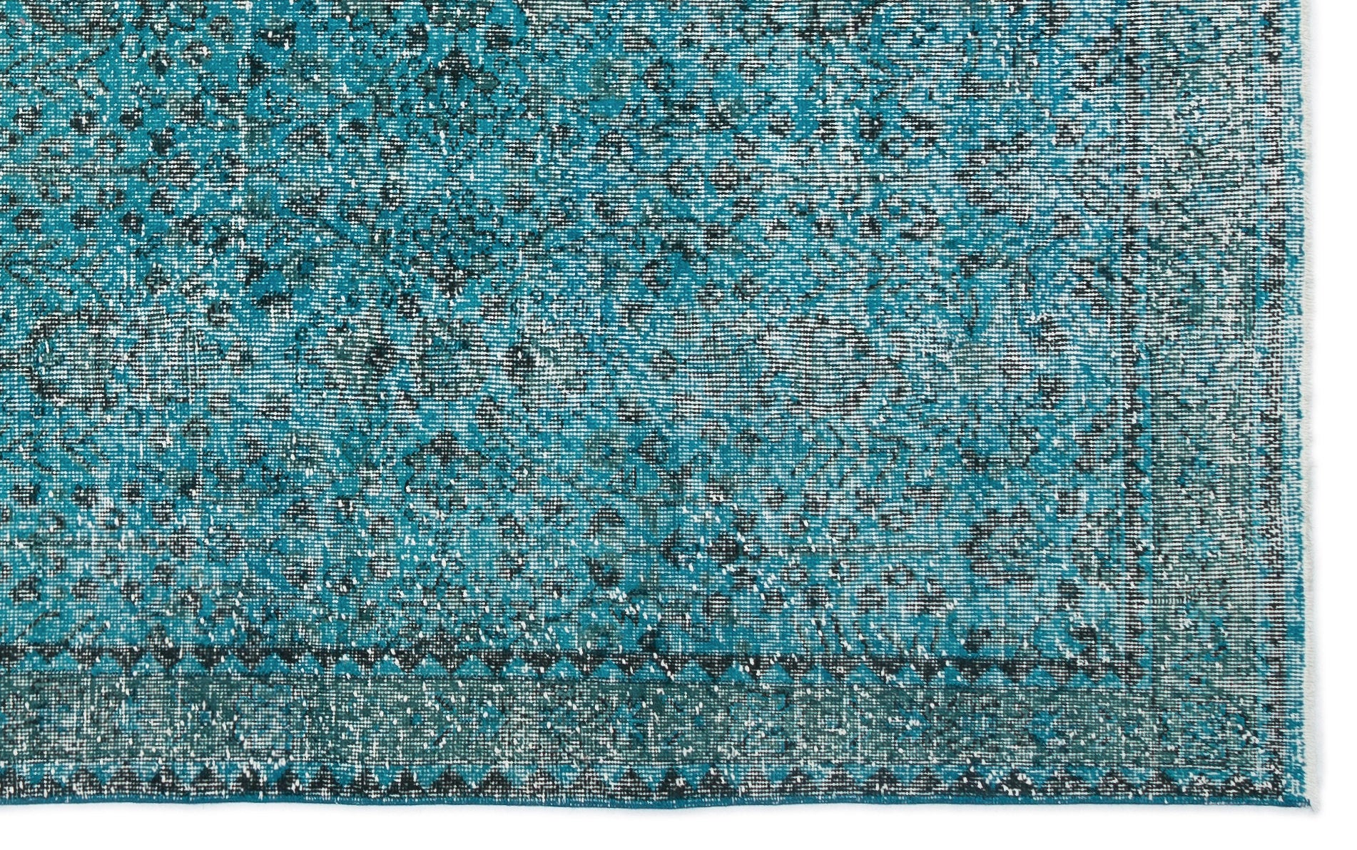 Turquoise  Over Dyed Vintage Rug 5'6'' x 8'11'' ft 167 x 273 cm