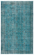 Turquoise  Over Dyed Vintage Rug 5'6'' x 8'11'' ft 167 x 273 cm