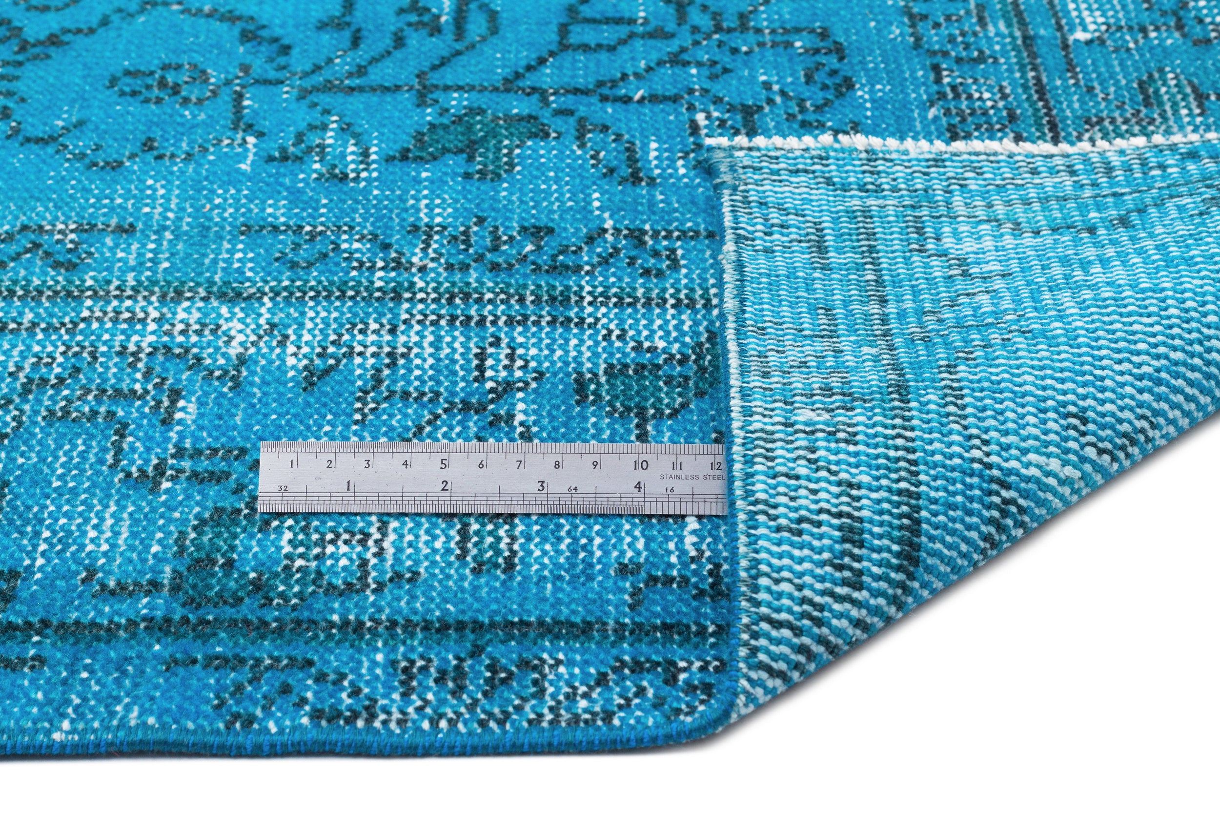 Turquoise  Over Dyed Vintage Rug 5'4'' x 9'3'' ft 163 x 282 cm