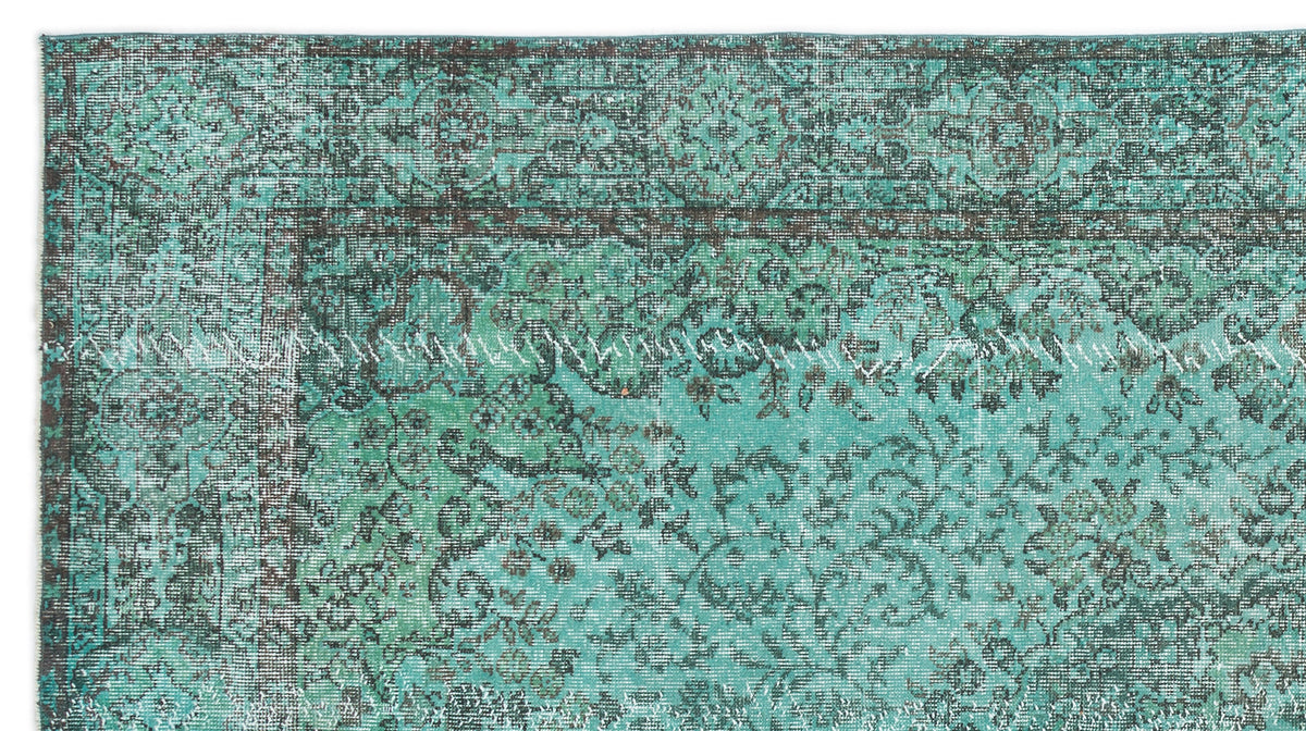 Turquoise  Over Dyed Vintage Rug 5&#39;7&#39;&#39; x 10&#39;2&#39;&#39; ft 170 x 309 cm