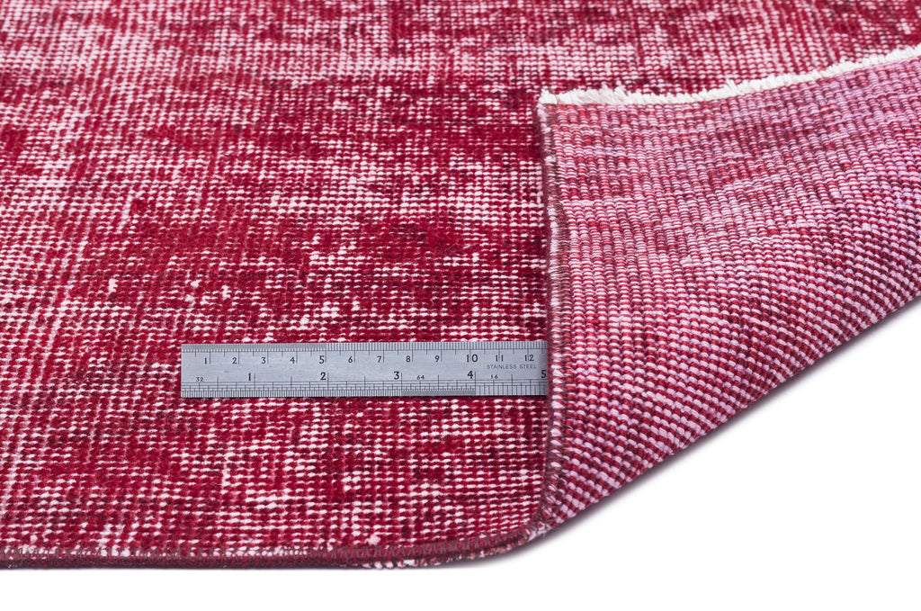 Red Over Dyed Vintage Rug 3'8'' x 6'11'' ft 112 x 210 cm