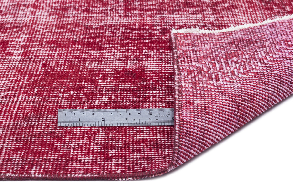 Red Over Dyed Vintage Rug 3&#39;8&#39;&#39; x 6&#39;11&#39;&#39; ft 112 x 210 cm
