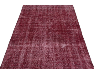 Red Over Dyed Vintage Rug 3'8'' x 6'11'' ft 112 x 210 cm