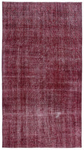 Red Over Dyed Vintage Rug 3'8'' x 6'11'' ft 112 x 210 cm
