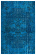 Turquoise  Over Dyed Vintage Rug 5'9'' x 8'11'' ft 174 x 271 cm