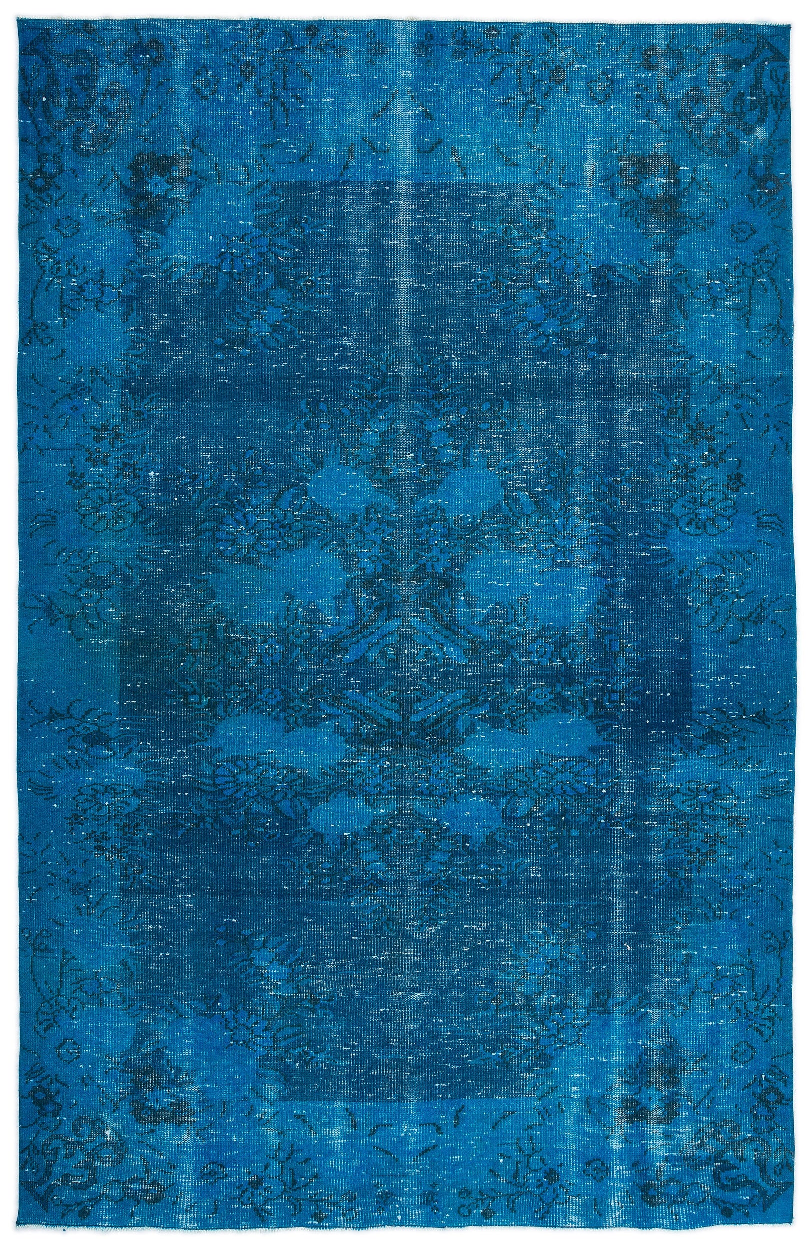 Turquoise  Over Dyed Vintage Rug 5'9'' x 8'11'' ft 174 x 271 cm