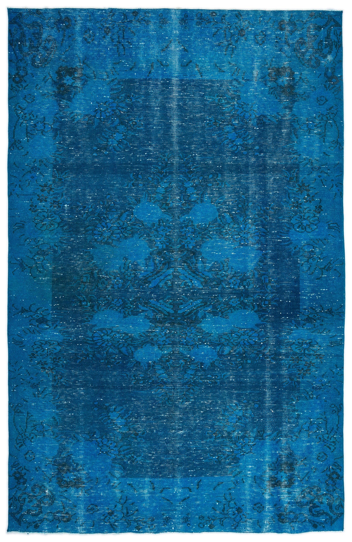 Turquoise  Over Dyed Vintage Rug 5&#39;9&#39;&#39; x 8&#39;11&#39;&#39; ft 174 x 271 cm