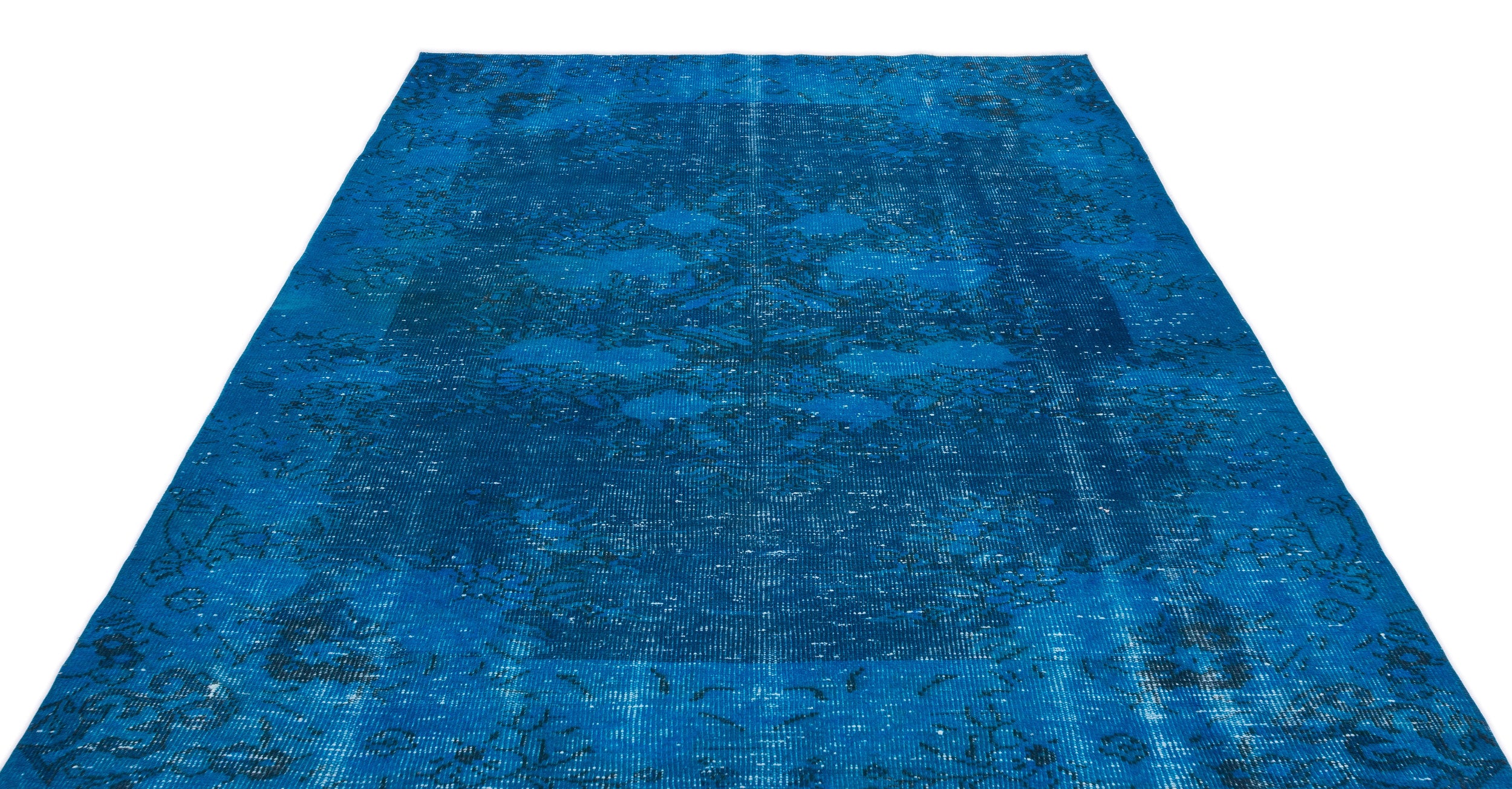 Turquoise  Over Dyed Vintage Rug 5'9'' x 8'11'' ft 174 x 271 cm