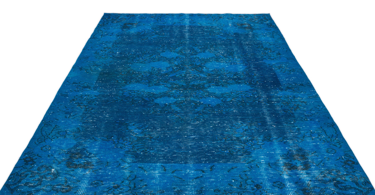 Turquoise  Over Dyed Vintage Rug 5&#39;9&#39;&#39; x 8&#39;11&#39;&#39; ft 174 x 271 cm