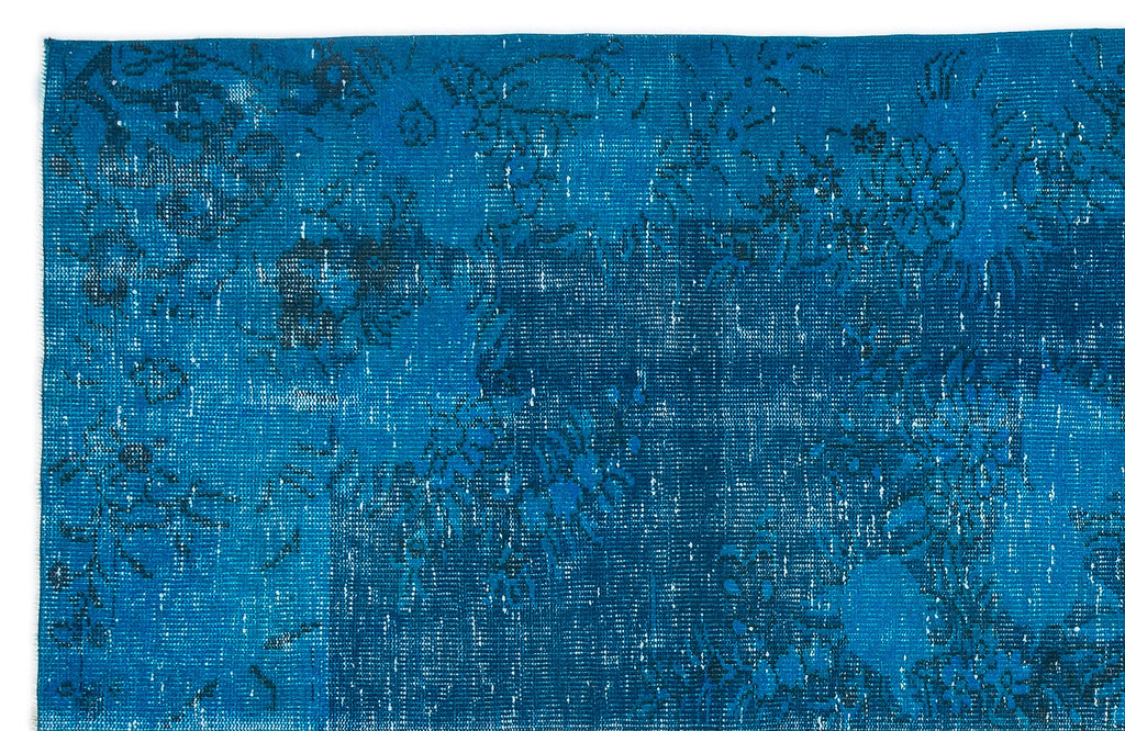 Turquoise  Over Dyed Vintage Rug 5'9'' x 8'11'' ft 174 x 271 cm