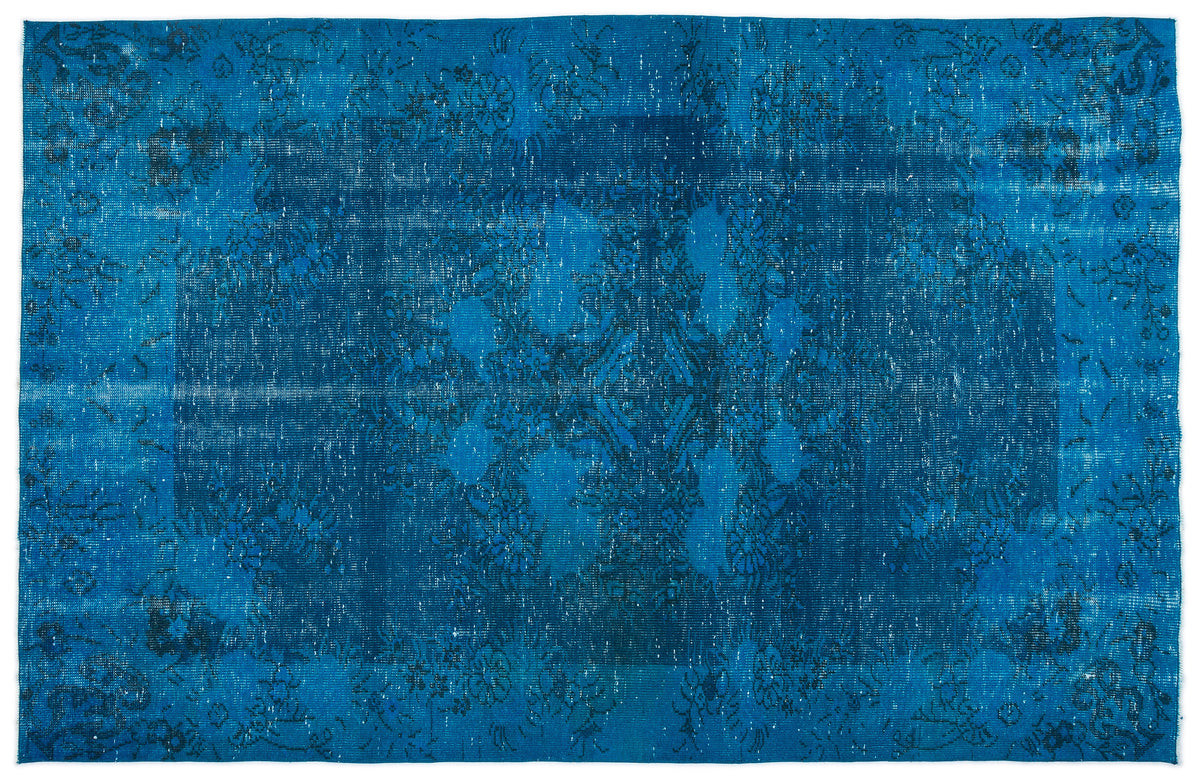 Turquoise  Over Dyed Vintage Rug 5&#39;9&#39;&#39; x 8&#39;11&#39;&#39; ft 174 x 271 cm