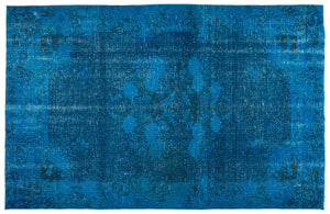 Turquoise  Over Dyed Vintage Rug 5'9'' x 8'11'' ft 174 x 271 cm