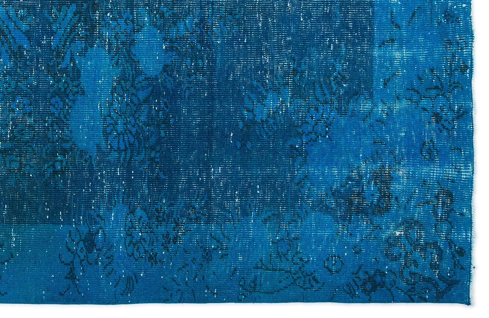 Turquoise  Over Dyed Vintage Rug 5'9'' x 8'11'' ft 174 x 271 cm