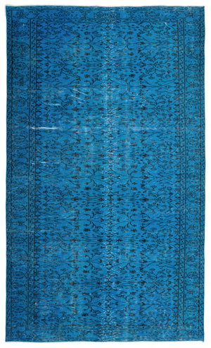Turquoise  Over Dyed Vintage Rug 5'3'' x 8'12'' ft 160 x 274 cm